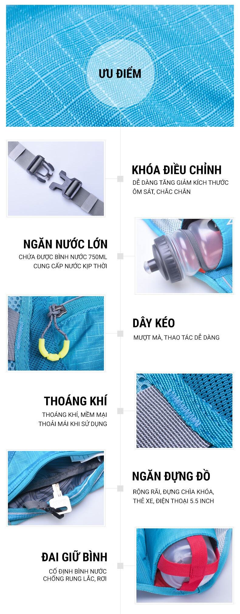 tui deo hong 1 binh nuoc aonijie b021 013 Túi đeo hông đựng nước Aonijie B021 - YCB.vn