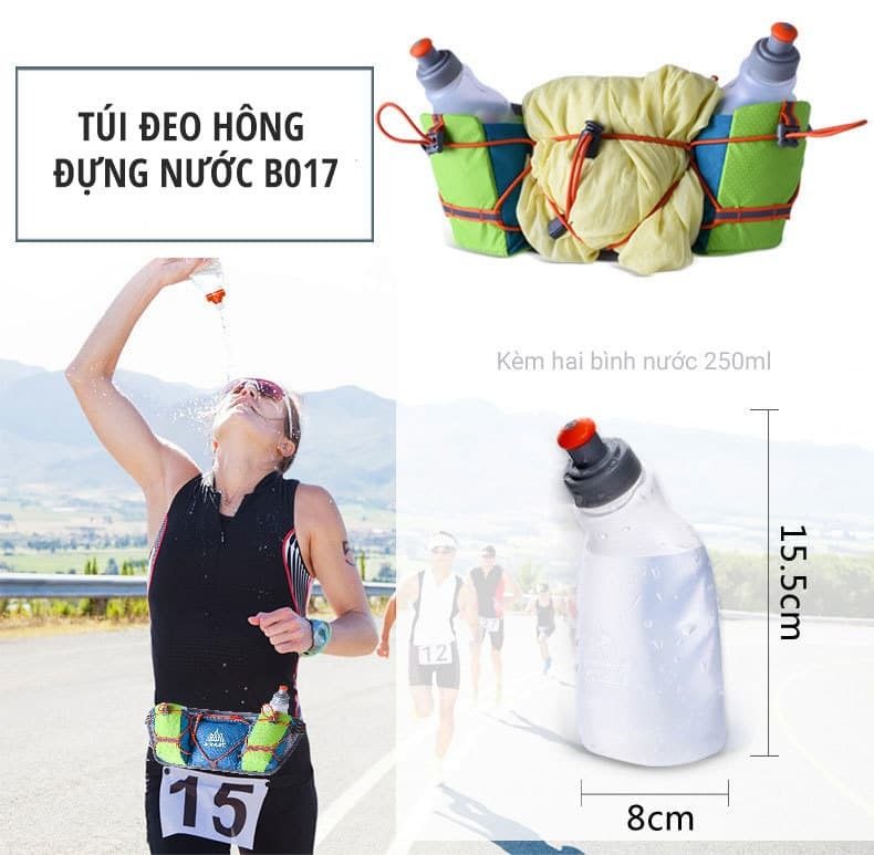 tui deo hong dung nuoc b017 07 Túi đeo hông đựng nước siêu nhẹ Aonijie B017 (kèm 2 bình nước 250ml) - YCB.vn