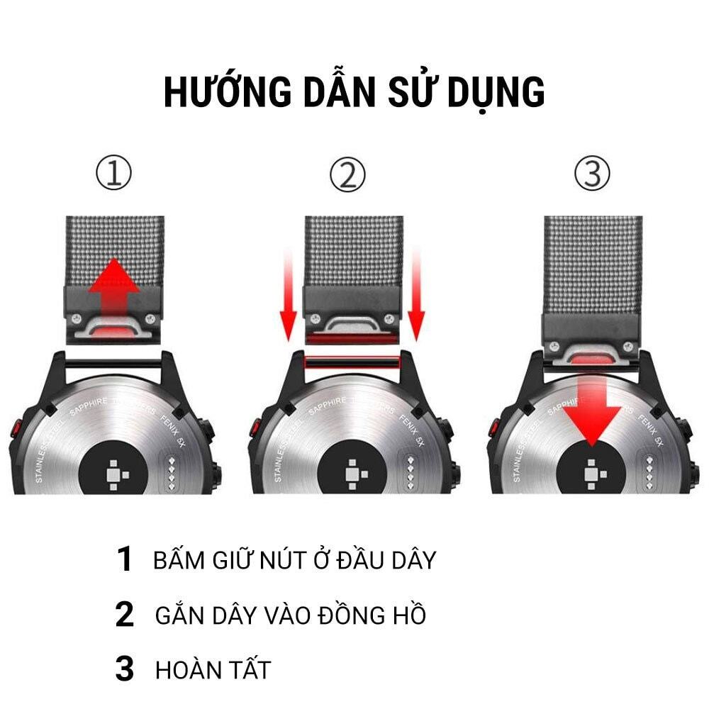 day deo dong ho woven garmin fenix 5 01 Dây đồng hồ Quick Fit Trail Loop TL26 - Fenix 6X / 7X - YCB.vn
