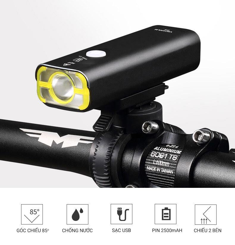den led xe dap sac usb wheel up v9c 22 Đèn LED xe đạp trước pin sạc, chống nước Wheel Up V9C-400 - YCB.vn