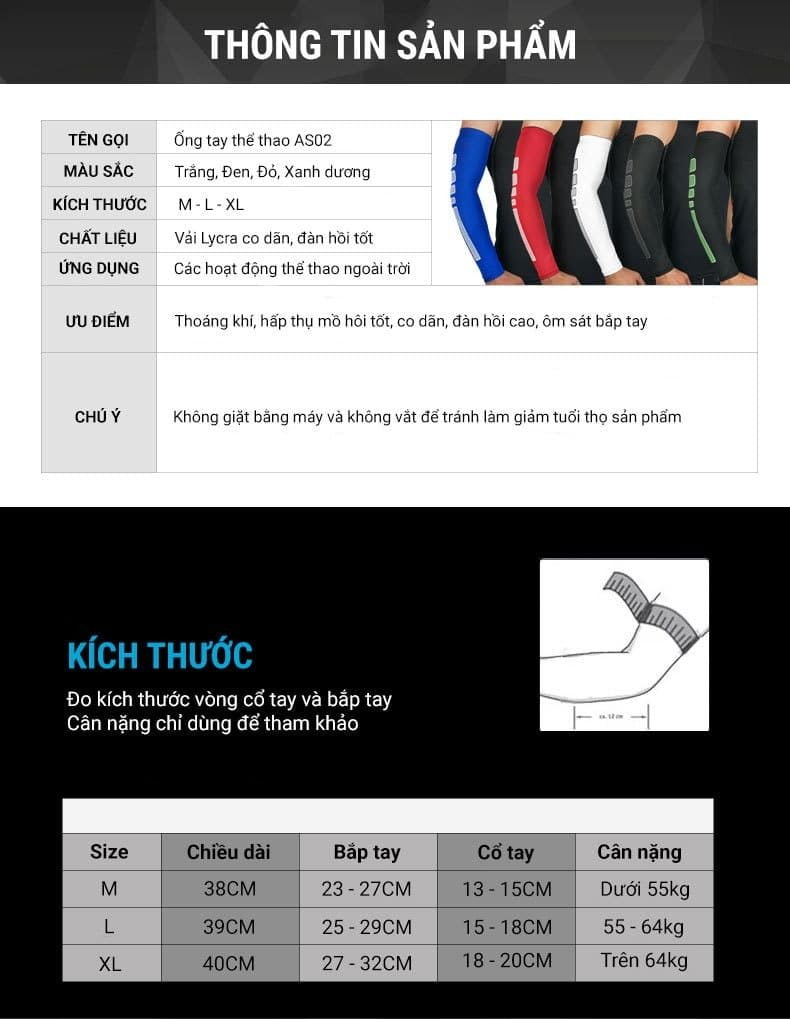ong tay the thao as02 12 Ống tay thể thao YCB Arm Sleeves AS02 - YCB.vn