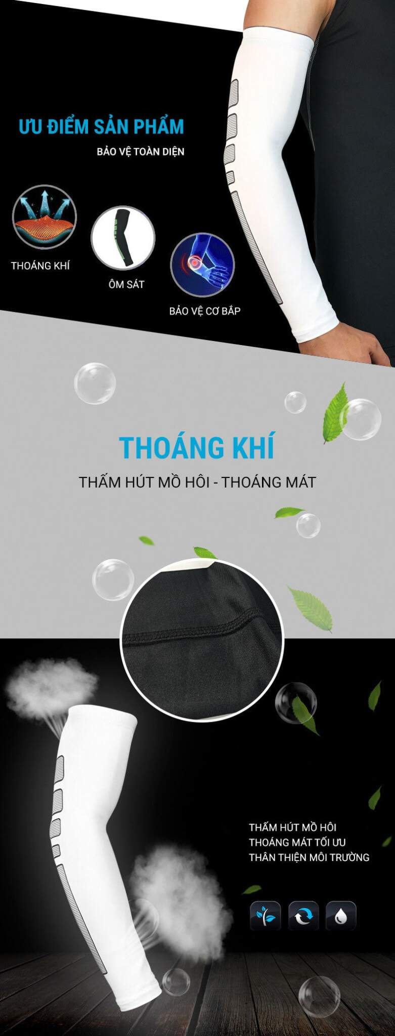 ong tay the thao as02 5 Ống tay thể thao YCB Arm Sleeves AS02 - YCB.vn