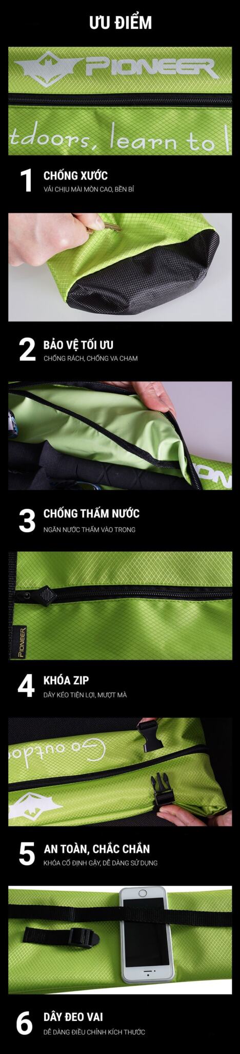 tui dung gay leo nui pioneer 06 Túi đựng gậy leo núi Pioneer - YCB.vn