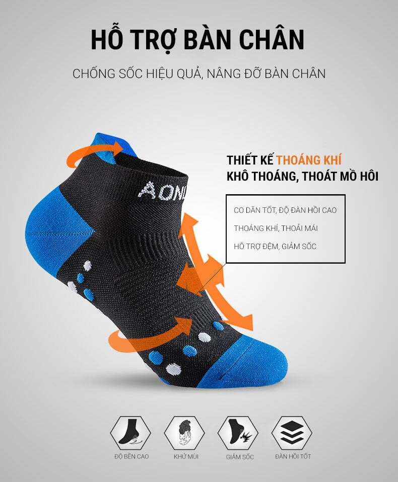 vo chay bo aonijie coolmax low cut 1 Vớ thể thao Aonijie CoolMax Low Cut - YCB.vn