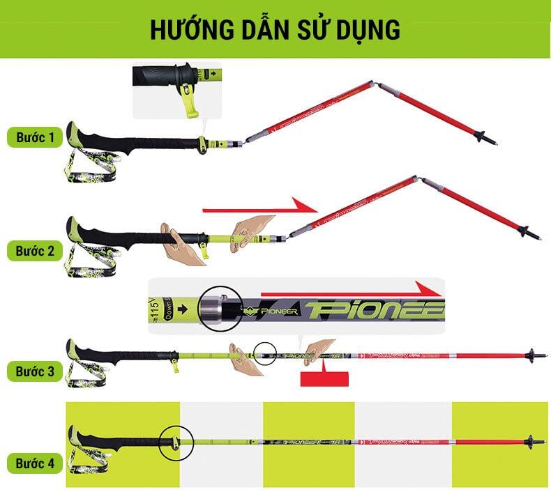 gay leo nui pioneer cobra 16 pl 10 008 Gậy leo núi carbon dạng gấp Z-pole Pioneer Cobra 16 (PL-10) - YCB.vn