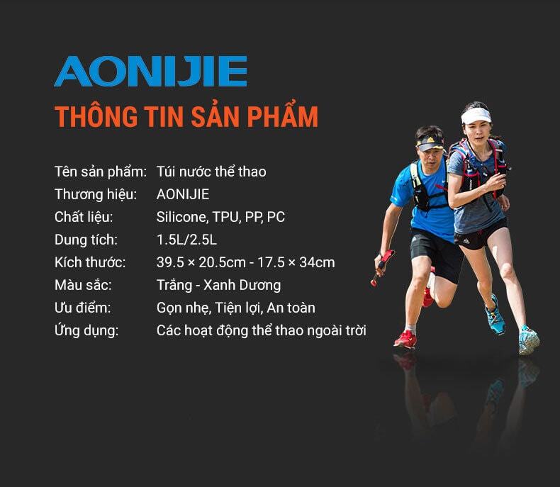 tui nuoc the thao aonijie tpu new 12 Túi nước thể thao Aonijie phiên bản mới (1.5 - 2.5 Lít) - YCB.vn