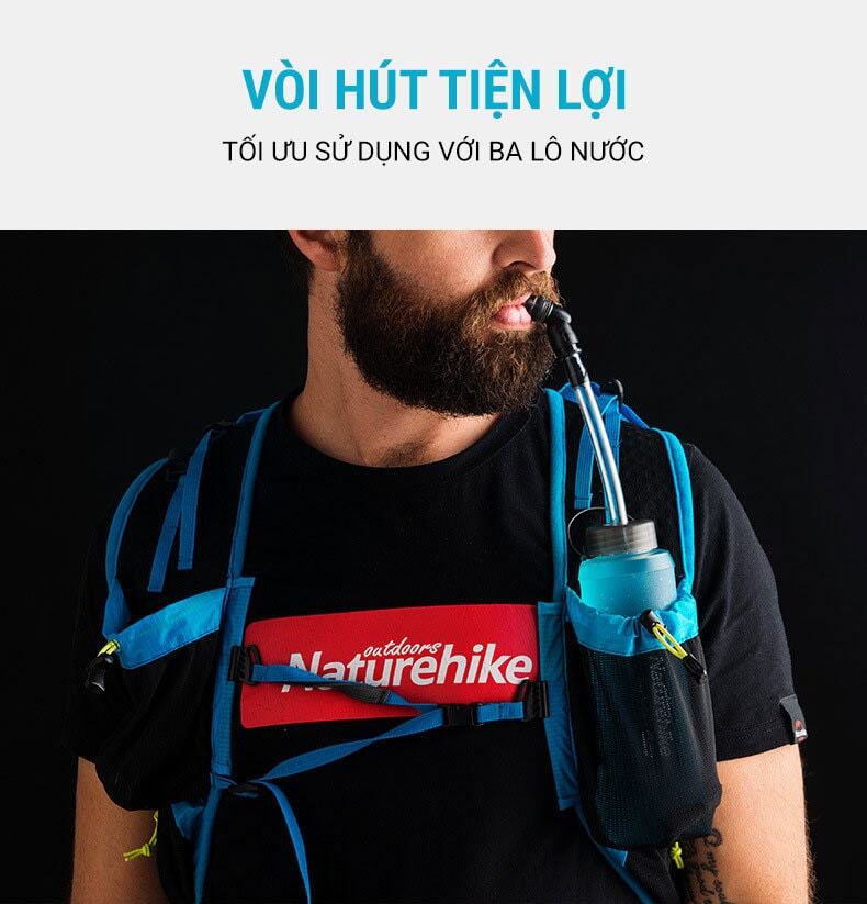 binh nuoc deo tpu kem voi hut naturehike 010 Bình nước dẻo TPU gấp gọn kèm vòi hút Naturehike (420ml) - YCB.vn