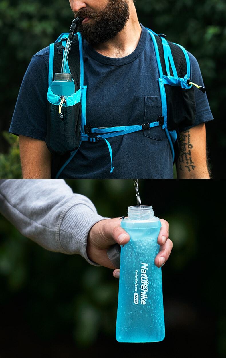 binh nuoc deo tpu kem voi hut naturehike 014 Bình nước dẻo TPU gấp gọn kèm vòi hút Naturehike (420ml) - YCB.vn