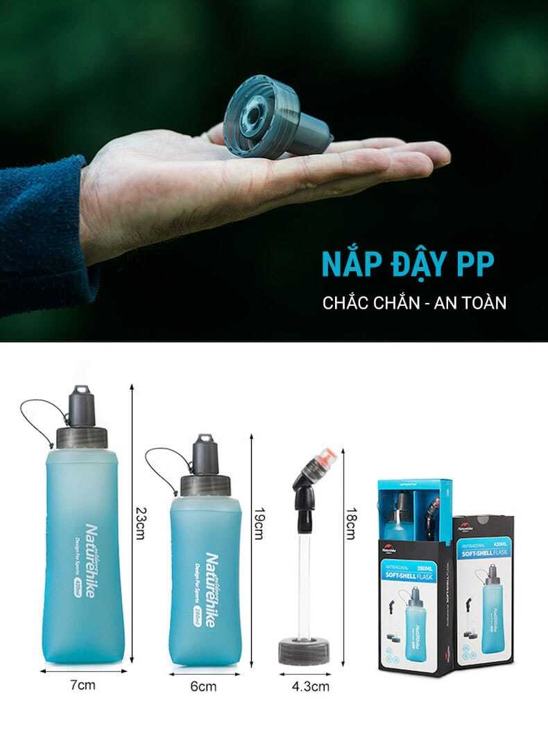 binh nuoc deo tpu kem voi naturehike 004 Bình nước dẻo TPU gấp gọn kèm vòi hút Naturehike (420ml) - YCB.vn