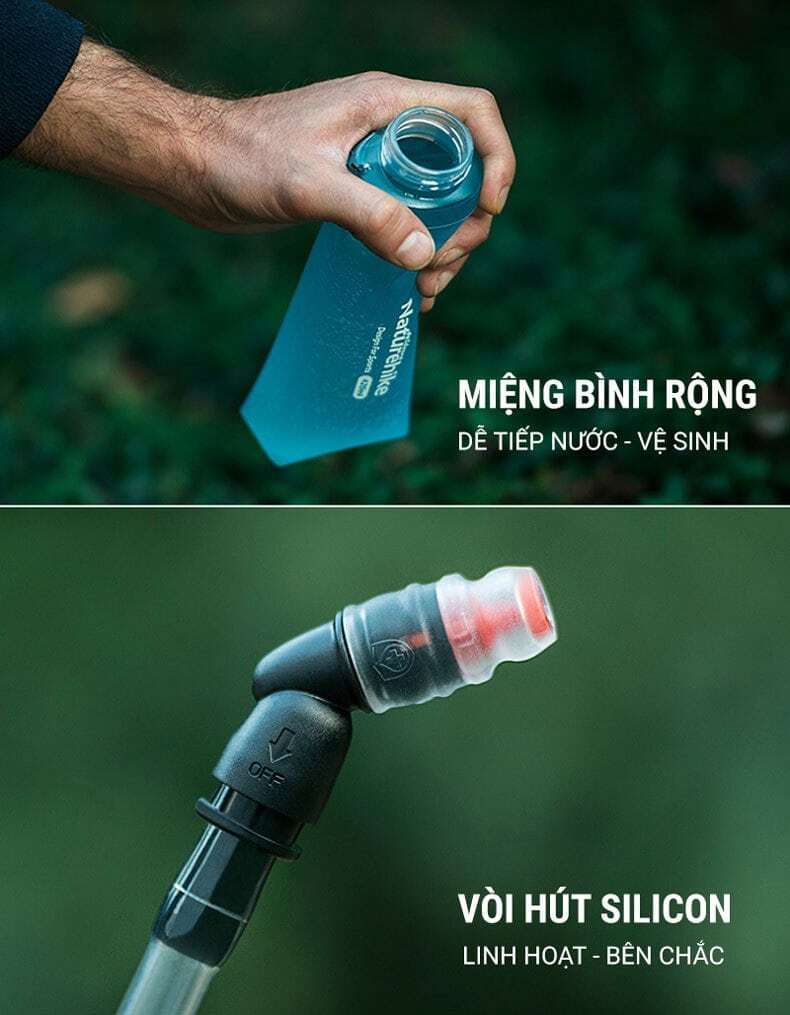 binh nuoc deo tpu kem voi naturehike 006 Bình nước dẻo TPU gấp gọn kèm vòi hút Naturehike (420ml) - YCB.vn