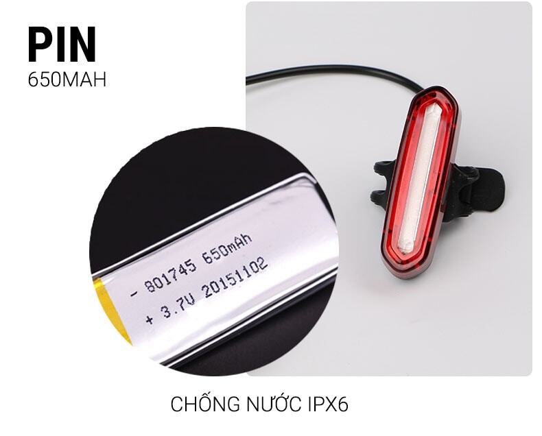den duoi xe dap wheel up 088 Đèn hậu xe đạp pin sạc usb chống nước Wheel Up - YCB.vn