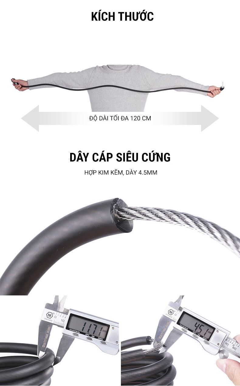 khoa xe dap wheel up 5 digit lk 01 005 06 Khóa dây xe đạp 5 số Wheel Up - YCB.vn