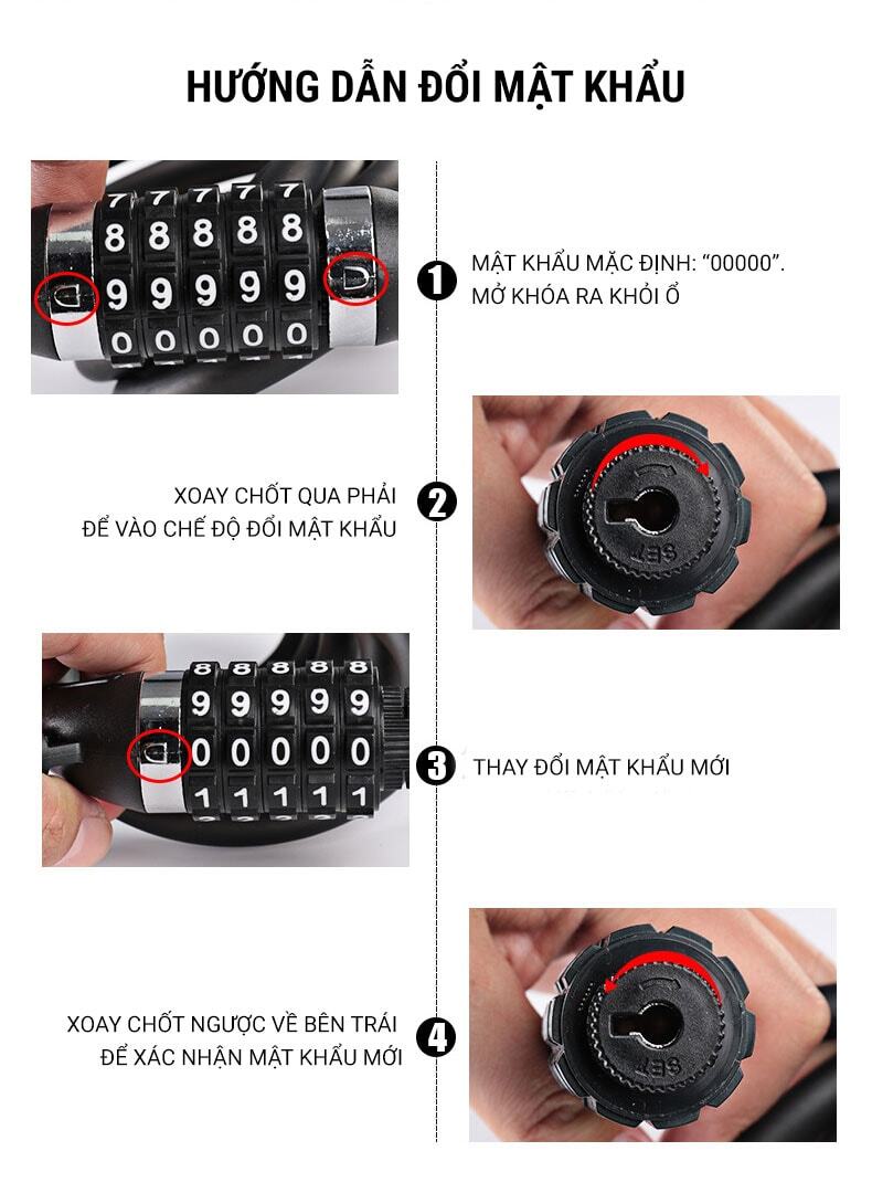 khoa xe dap wheel up 5 digit lk 01 017 Khóa dây xe đạp 5 số Wheel Up - YCB.vn