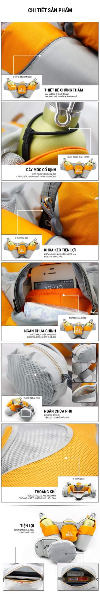 tui deo hong b013s 008 Túi đeo hông 2 bình nước lớn B013s - YCB.vn