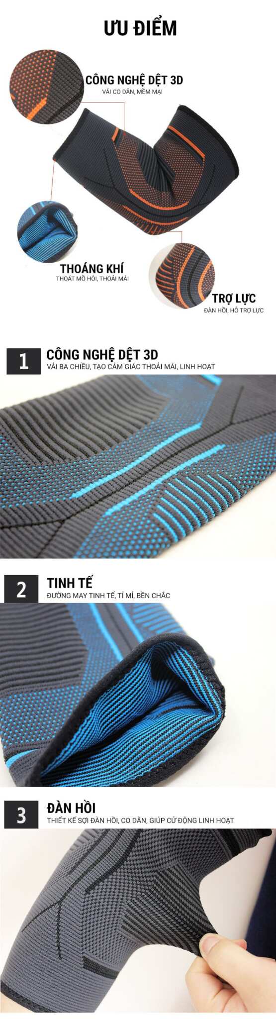 bang thun ho tro khuyu tay eb 01 7 Băng thun bảo vệ hỗ trợ khuỷu tay Boer EB01 - YCB.vn