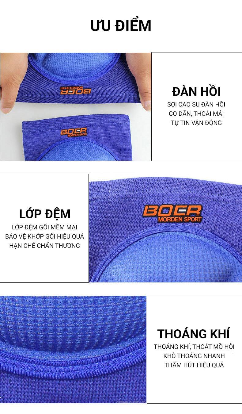 dai bao ve goi kn11 010 Đai bảo vệ gối chống va đập Boer Protect Knee Pad KN11 (1 cặp) - YCB.vn