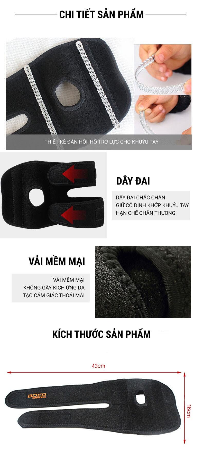 dai ho tro khuyu tay eb02 006 Đai hỗ trợ khuỷu tay Boer EB02 - YCB.vn