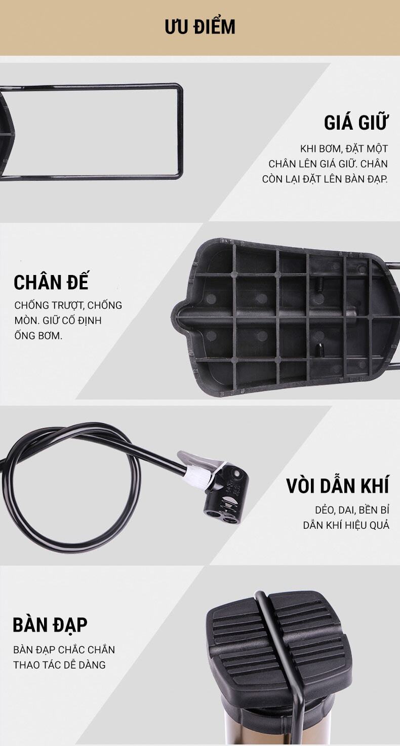 Ống bơm đạp chân Wheel Up Foot Pump 4 bom dap chan wheel up foot pump 10 01 Ống bơm đạp chân Wheel Up Foot Pump - YCB.vn