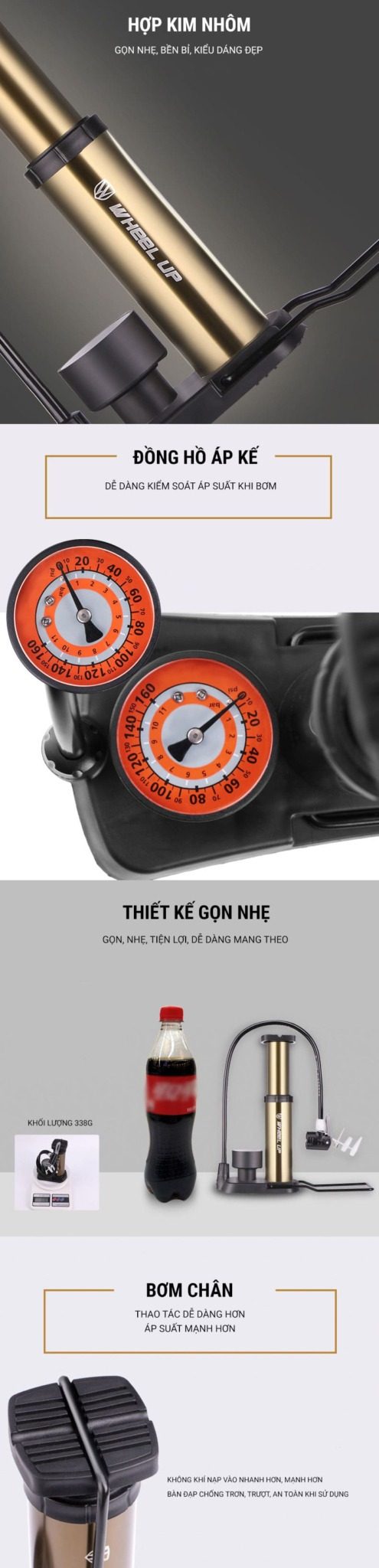 Ống bơm đạp chân Wheel Up Foot Pump 2 bom dap chan wheel up foot pump 8 Ống bơm đạp chân Wheel Up Foot Pump - YCB.vn