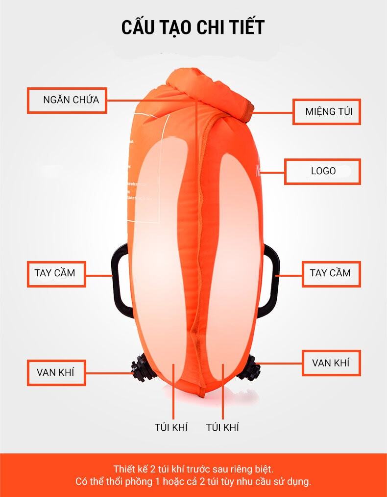 phao boi naturehike 28l 10 Phao bơi biển open water 3 lớp NatureHike (28L) - YCB.vn