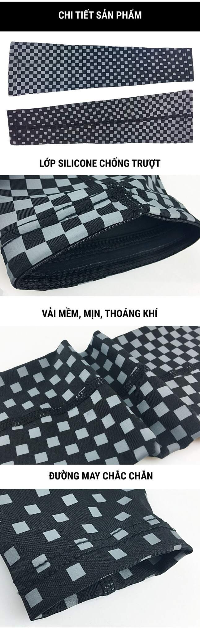 ong tay the thao checked arm sleeve as04 014 Ống tay thể thao Checked Arm Sleeve AS04 - YCB.vn