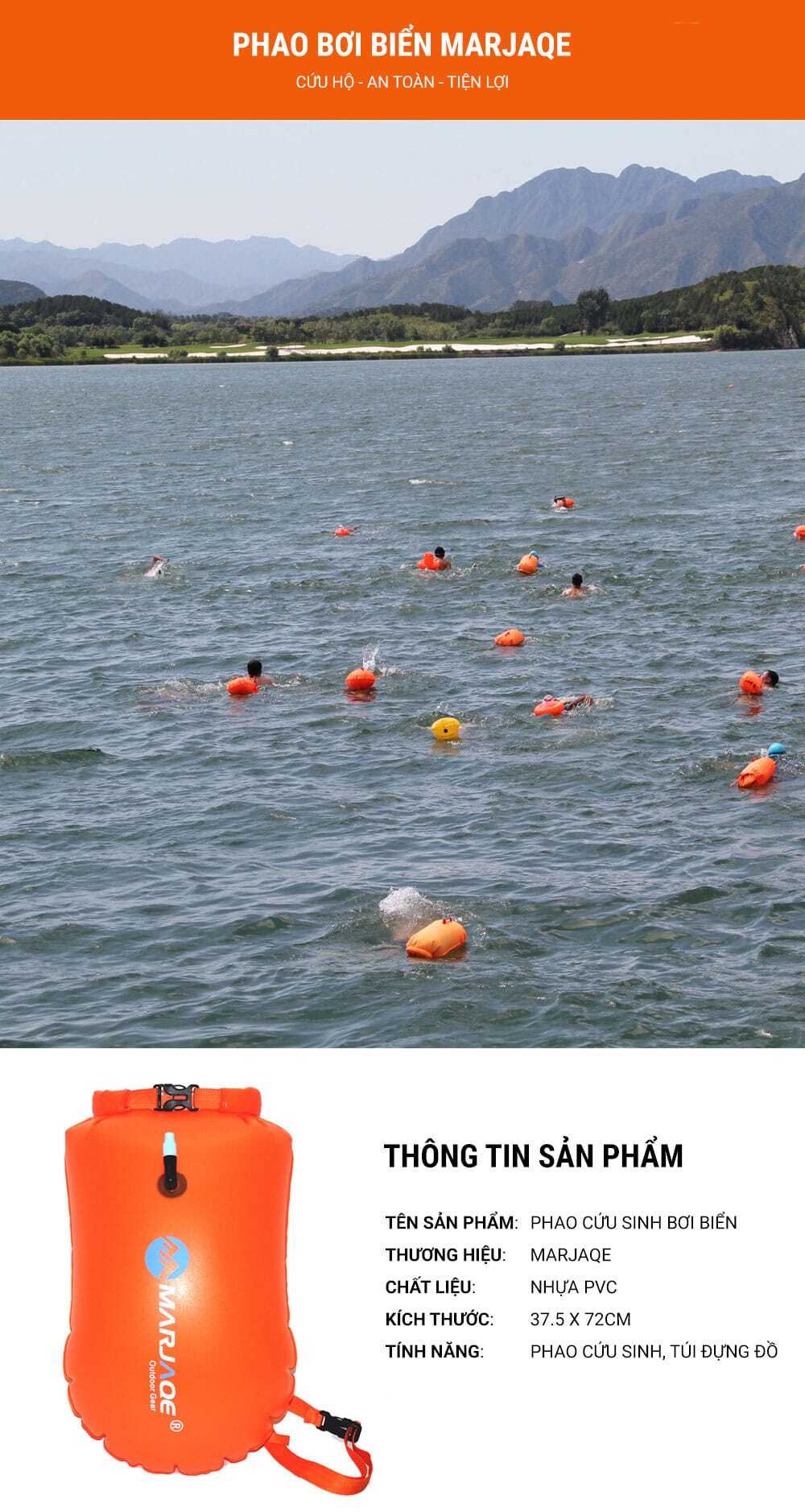 phao boi bien open water marjaqe 20l 12 Phao bơi biển open water Marjaqe Swim Buoy 20L - YCB.vn