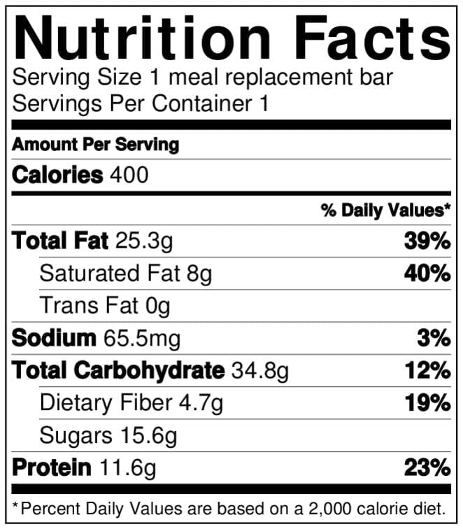 La Holista Meal Replacement Bar Nutrition Facts Bánh năng lượng Meal Replacement Bar - YCB.vn