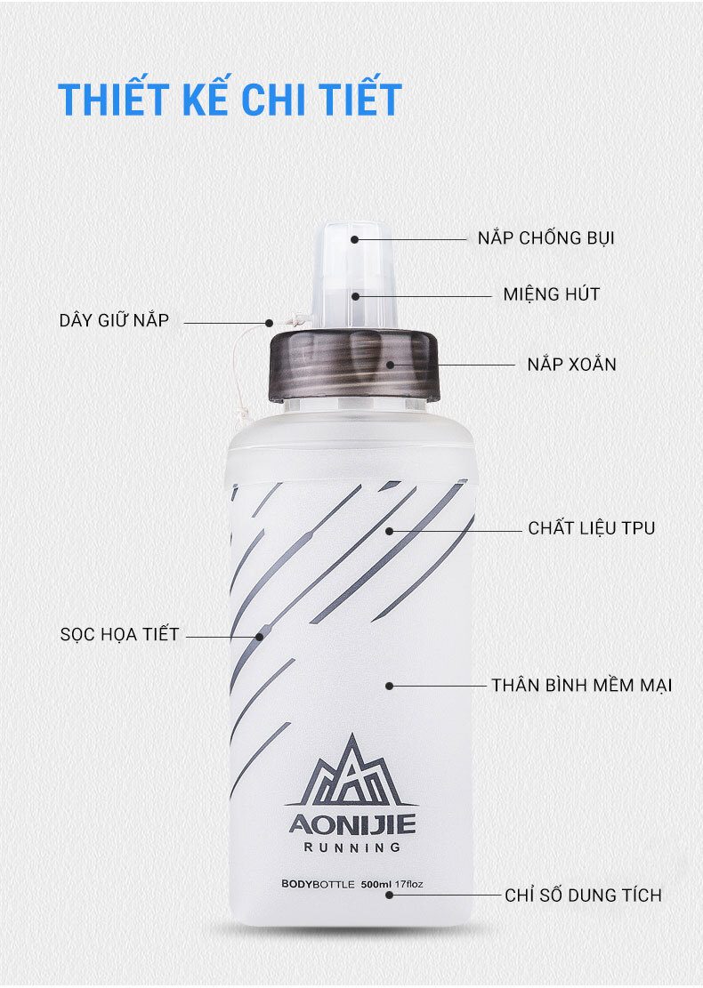 Bình nước dẻo Aonijie Quick Stow Flask (500ml) 7 binh nuoc deo aonijie quick stow flask 500ml 013 Bình nước dẻo Aonijie Quick Stow Flask (500ml) - YCB.vn
