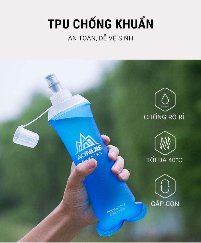 Bình nước dẻo TPU soft flask Aonijie SD19 (450ml) 4 binh nuoc deo aonijie soft flask 450ml 019 Bình nước dẻo TPU soft flask Aonijie SD19 (450ml) - YCB.vn