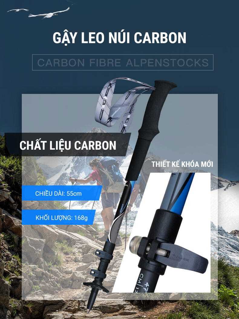 Gậy leo núi carbon telescope Pioneer Composite (PL-11) 1 gay leo nui pioneer composite 6 carbon pl11 7 Gậy leo núi carbon telescope Pioneer Composite (PL-11) - YCB.vn