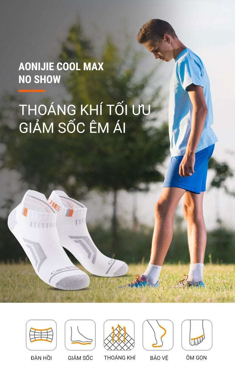 Vớ thể thao Aonijie CoolMax No Show Tab (combo 3 đôi) - YCB.vn