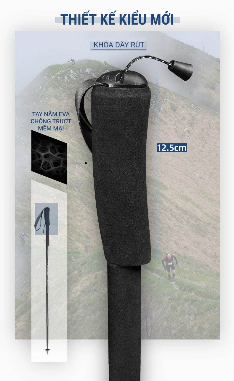 gay leo nui pioneer pl 16 12 Gậy leo núi dạng gấp Z-Pole siêu nhẹ Pioneer Cross-Country PL-16 (96 gram) - YCB.vn