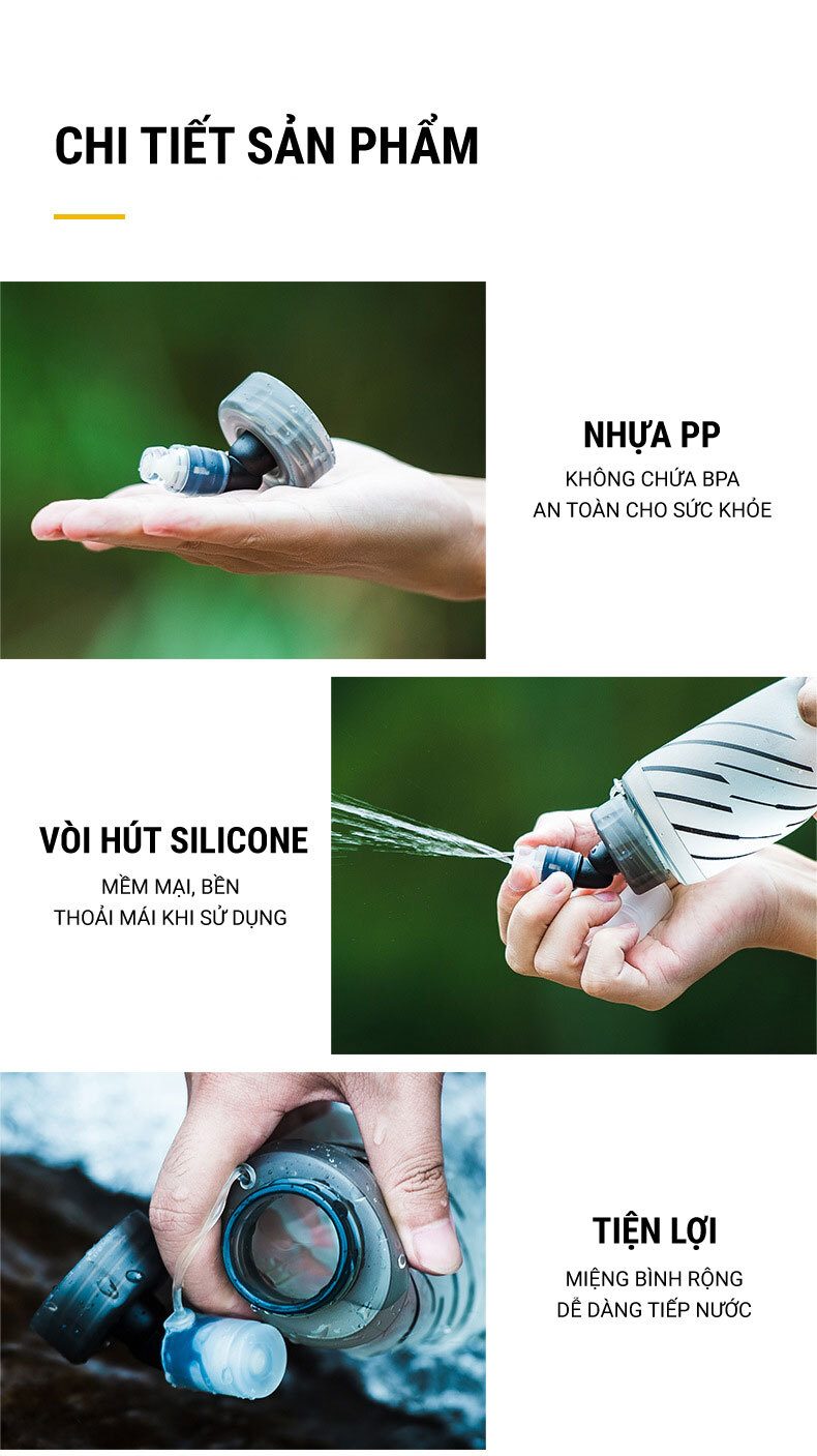Bình nước dẻo Aonijie EazyFlask SD21 (250ml / 420ml / 500ml) 7 binh nuoc deo quick soft flask aonijie sd21 16 Bình nước dẻo Aonijie EazyFlask SD21 (250ml / 420ml / 500ml) - YCB.vn