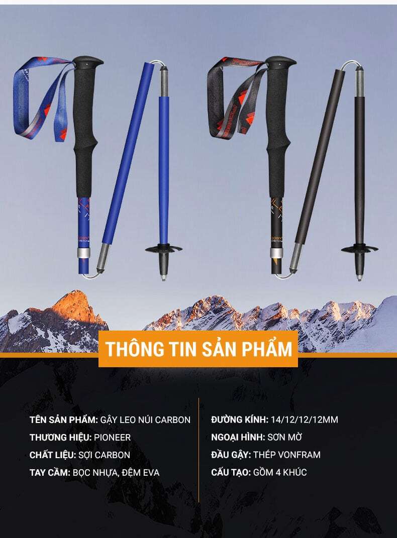 Gậy leo núi carbon gấp Z-Pole Pioneer Trailblazer PL-18 (134 gram) 2 gay leo nui pl 18 6 Gậy leo núi carbon gấp Z-Pole Pioneer Trailblazer PL-18 (134 gram) - YCB.vn