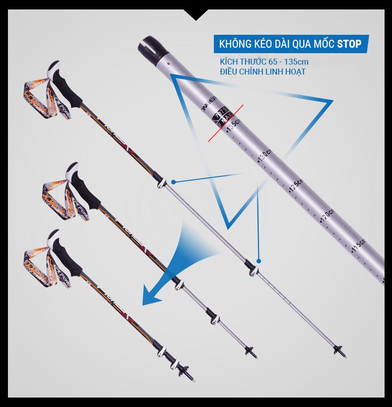 gay leo nui pioneer pl 05s 012 Gậy leo núi telescope khóa đòn bẩy Pioneer Cobra 11 (PL-05s) - YCB.vn