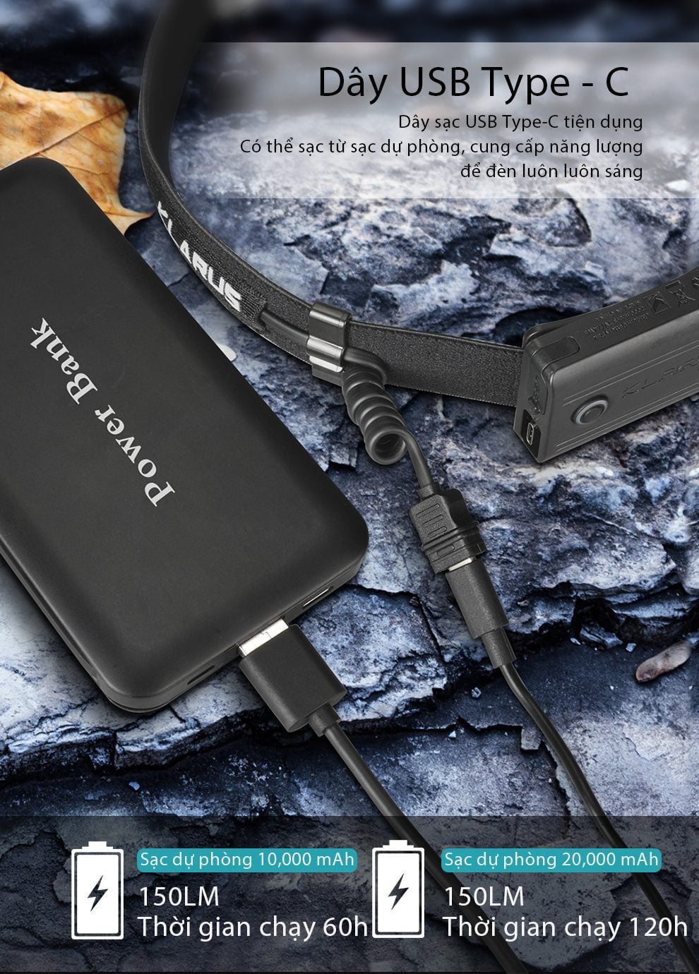 den pin doi dau klarus hr1 pro 09 Đèn pin đội đầu Klarus Hr1 Plus (Pin sạc 2000 mAh) - YCB.vn