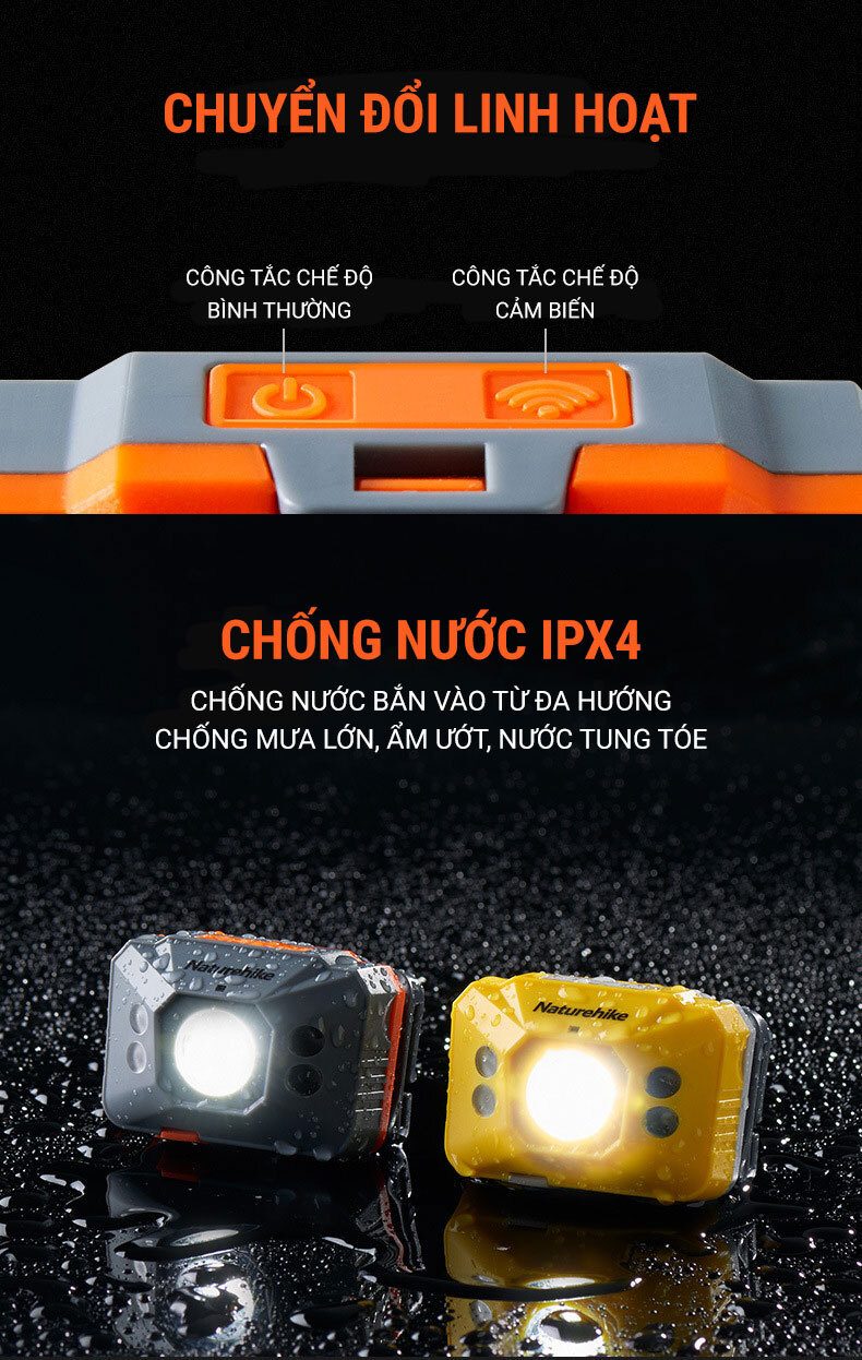 den pin doi dau naturehike11 1 Đèn pin đeo trán Naturehike Headlamp 140Lumens (pin sạc 1200mAh) - YCB.vn