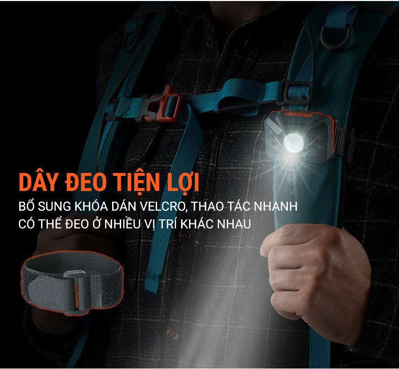 den pin doi dau naturehike21 Đèn pin đeo trán Naturehike Headlamp 140Lumens (pin sạc 1200mAh) - YCB.vn