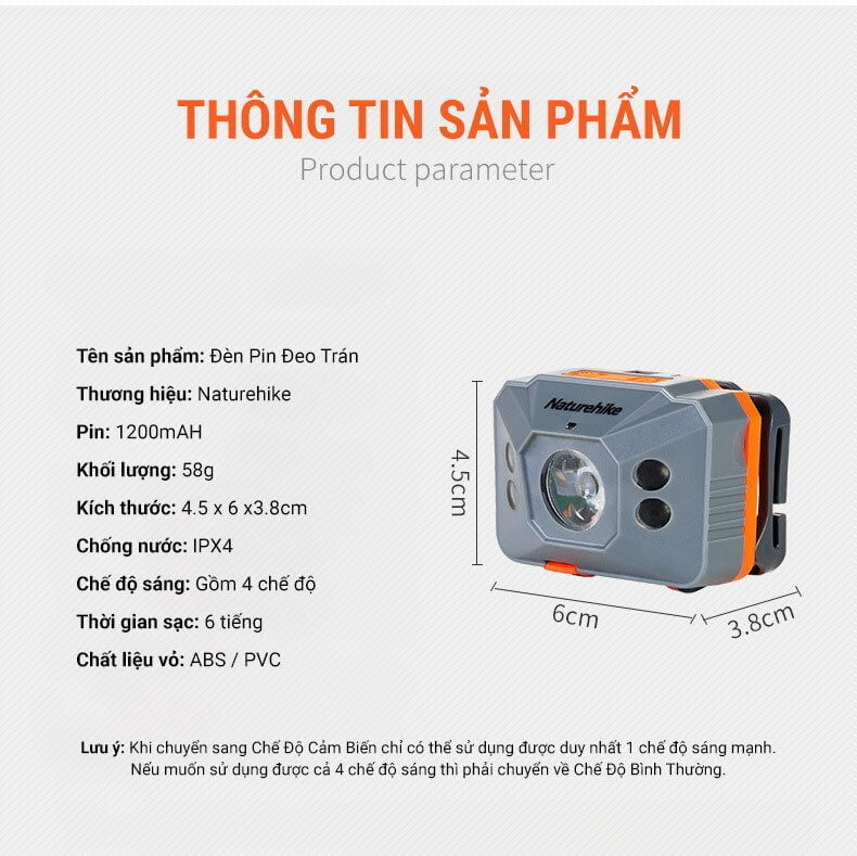 den pin doi dau naturehike24 1 Đèn pin đeo trán Naturehike Headlamp 140Lumens (pin sạc 1200mAh) - YCB.vn