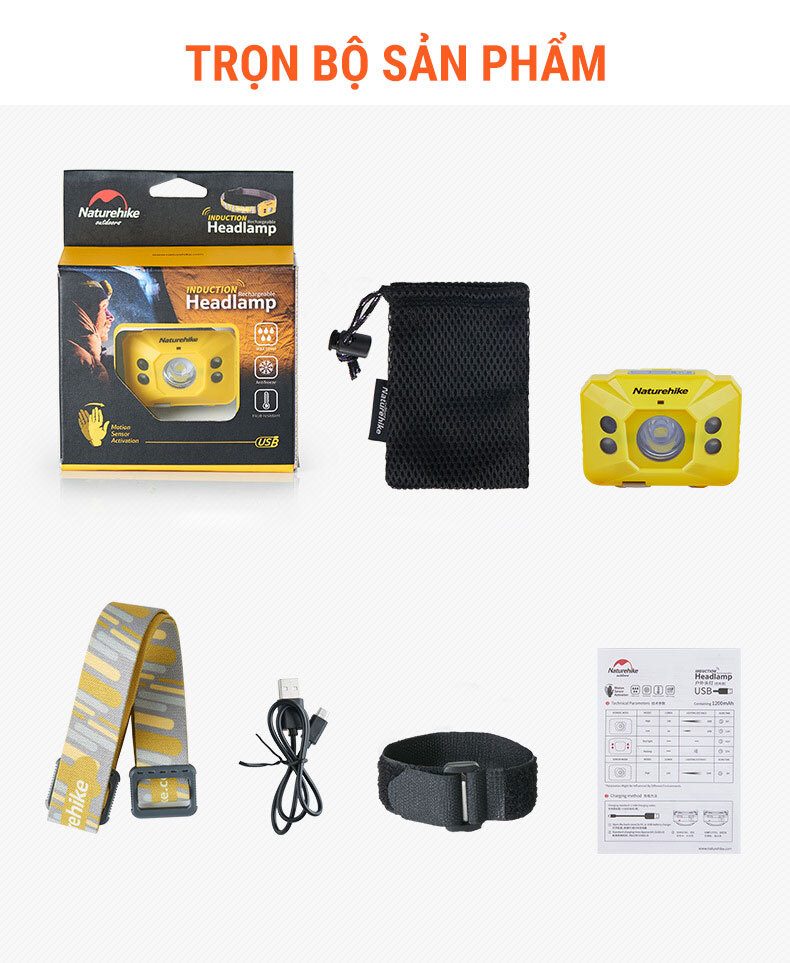den pin doi dau naturehike26 1 Đèn pin đeo trán Naturehike Headlamp 140Lumens (pin sạc 1200mAh) - YCB.vn