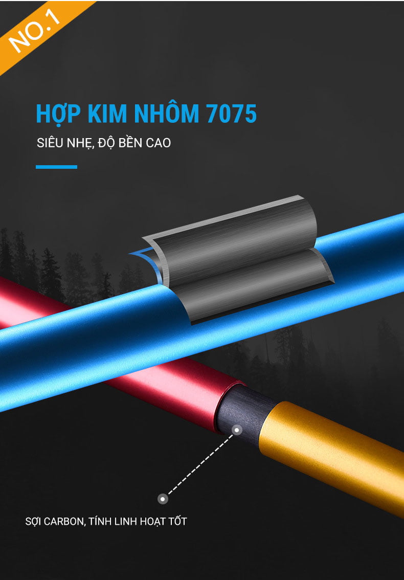 gay leo nui aonije z pole alu e4201 12 Gậy leo núi chạy trail gấp Aonijie Z-Pole Alu E4201 - YCB.vn