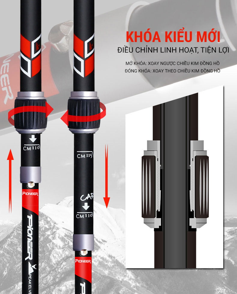 Gậy leo núi dạng gấp Carbon Pioneer Peakelves 2 (170 gram) 9 gay leo nui gap carbon pioneer peakelves 2 016 Gậy leo núi dạng gấp Carbon Pioneer Peakelves 2 (170 gram) - YCB.vn