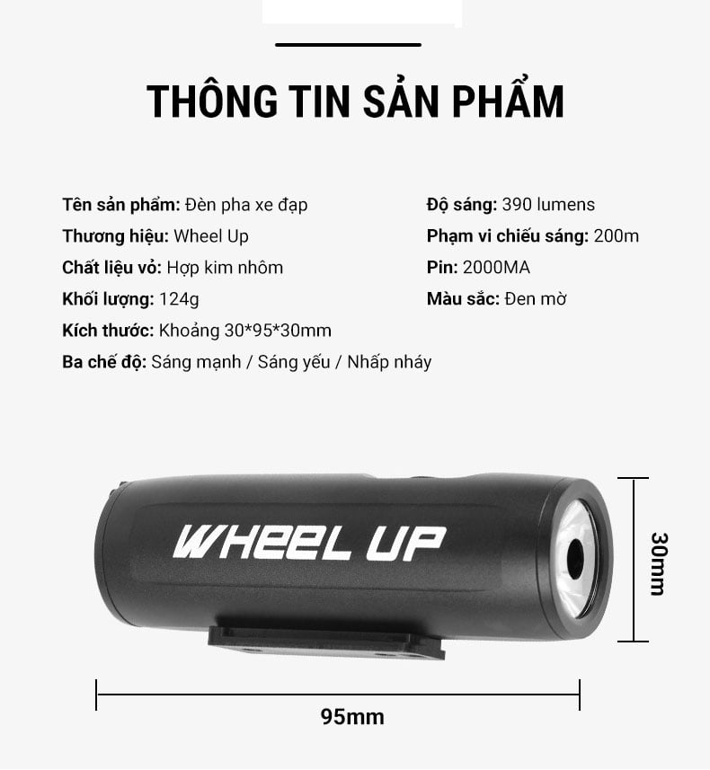 Đèn LED trước gắn ghi đông Wheel Up 390LM 7 DEN PHA XE DAP WHEEL UP 15 Đèn LED trước gắn ghi đông Wheel Up 390LM - YCB.vn