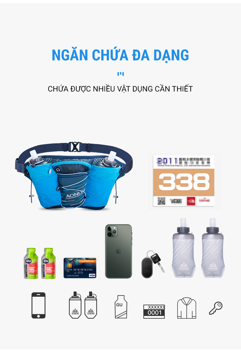 Đai đeo hông đựng nước Aonijie Hydration Belt W8140 (B035s) 1 tui deo hong aonijie w8104 b035s 13 Đai đeo hông đựng nước Aonijie Hydration Belt W8140 (B035s) - YCB.vn