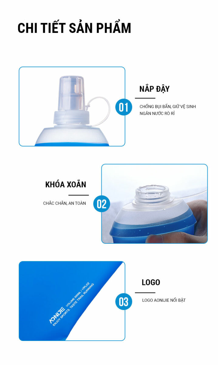Bình nước dẻo Aonijie Soft Flask SD28 (500ml) 8 binh nuoc deo aonijie sd28 500ml 16 Bình nước dẻo Aonijie Soft Flask SD28 (500ml) - YCB.vn