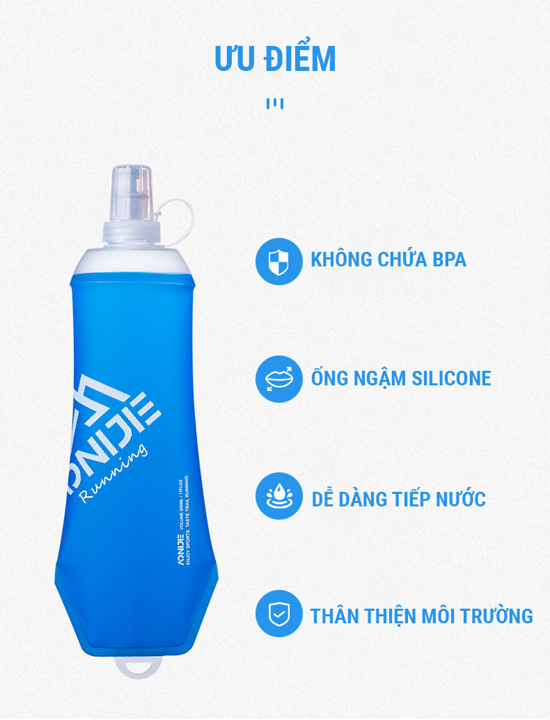 Bình nước dẻo Aonijie Soft Flask SD28 (500ml) 2 binh nuoc deo aonijie sd28 500ml 8 Bình nước dẻo Aonijie Soft Flask SD28 (500ml) - YCB.vn