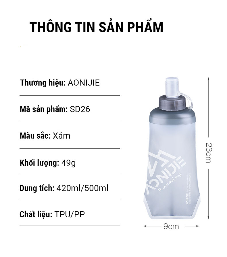 binh nuoc deo aonijie soft flask 500ml sd26 10 Bình nước dẻo Aonijie Soft Flask SD26 (500ml) - YCB.vn