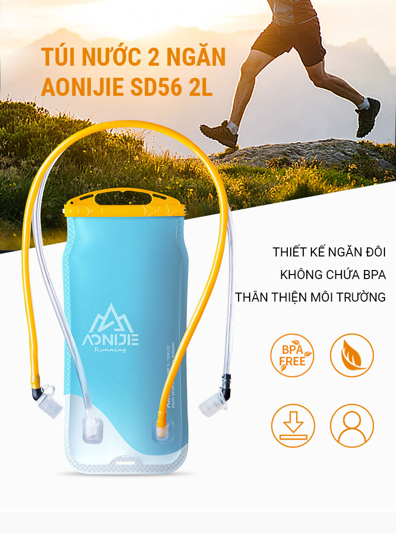 Túi nước thể thao 2 ngăn Aonijie Hydration Bladder 2L (SD56) 1 tui nuoc 2 ngan aonijie sd56 2L 8 Túi nước thể thao 2 ngăn Aonijie Hydration Bladder 2L (SD56) - YCB.vn