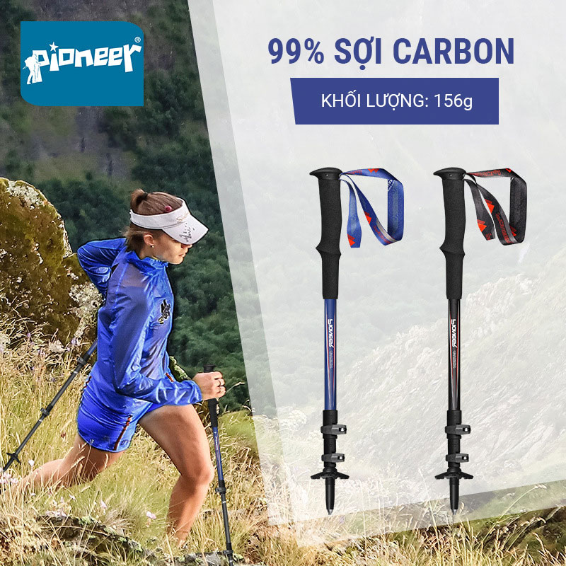 Gậy leo núi carbon telescope Pioneer Sirius 6 PL-13 (156 gram) 1 gay leo nui carbon telescope pioneer sirius 6 156g 2 Gậy leo núi carbon telescope Pioneer Sirius 6 PL-13 (156 gram) - YCB.vn
