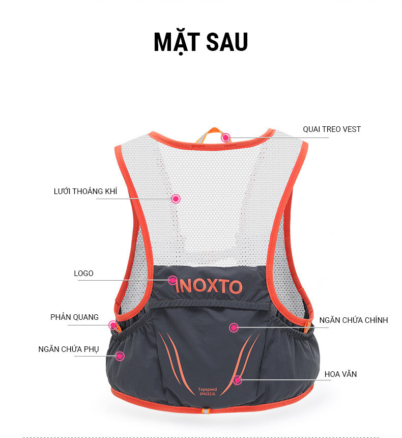 vest chay trail inoxto topspeed 2 5 24 Vest nước chạy trail INOXTO Topspeed 592 (2.5L / 3.5L) (tặng kèm 2 bình nước 300ml) - YCB.vn